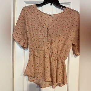 Sienna Sky floral pink peplum blouse size L